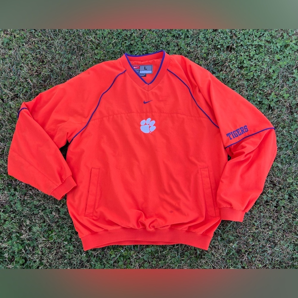 Nike Clemson Polyester Orange Mesh Lined Windbreaker Size Large